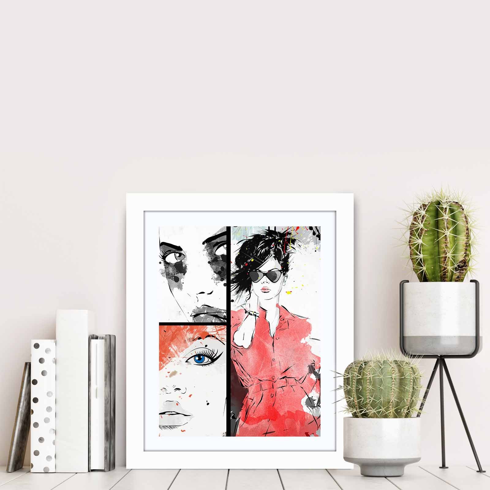 Quadro Decorativo MDF Emoldurado Multicolor BCT-049 - Arte Moderna para Decoração de Interiores 23,5x28,5cm