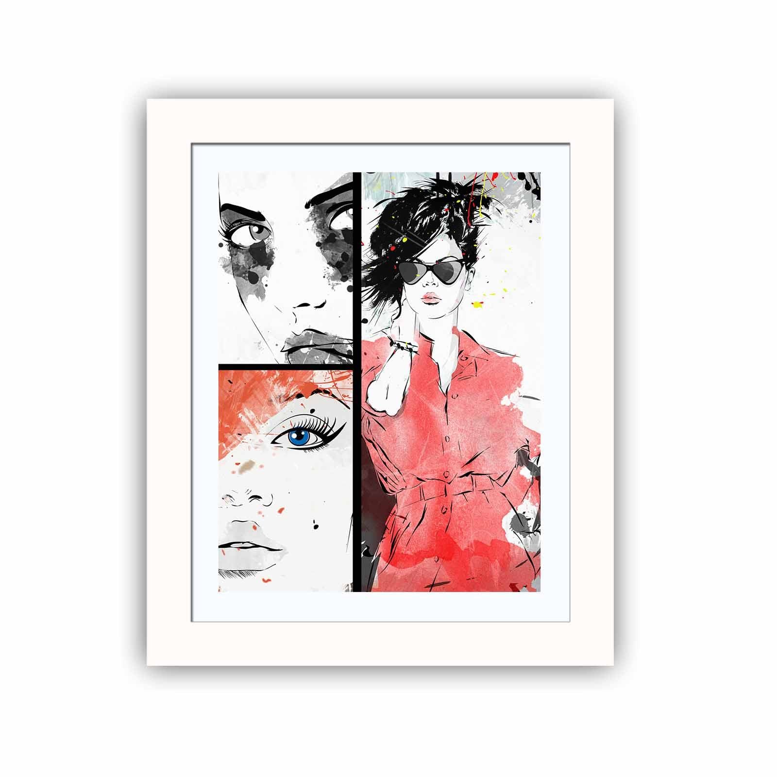 Quadro Decorativo MDF Emoldurado Multicolor BCT-049 - Arte Moderna para Decoração de Interiores 23,5x28,5cm