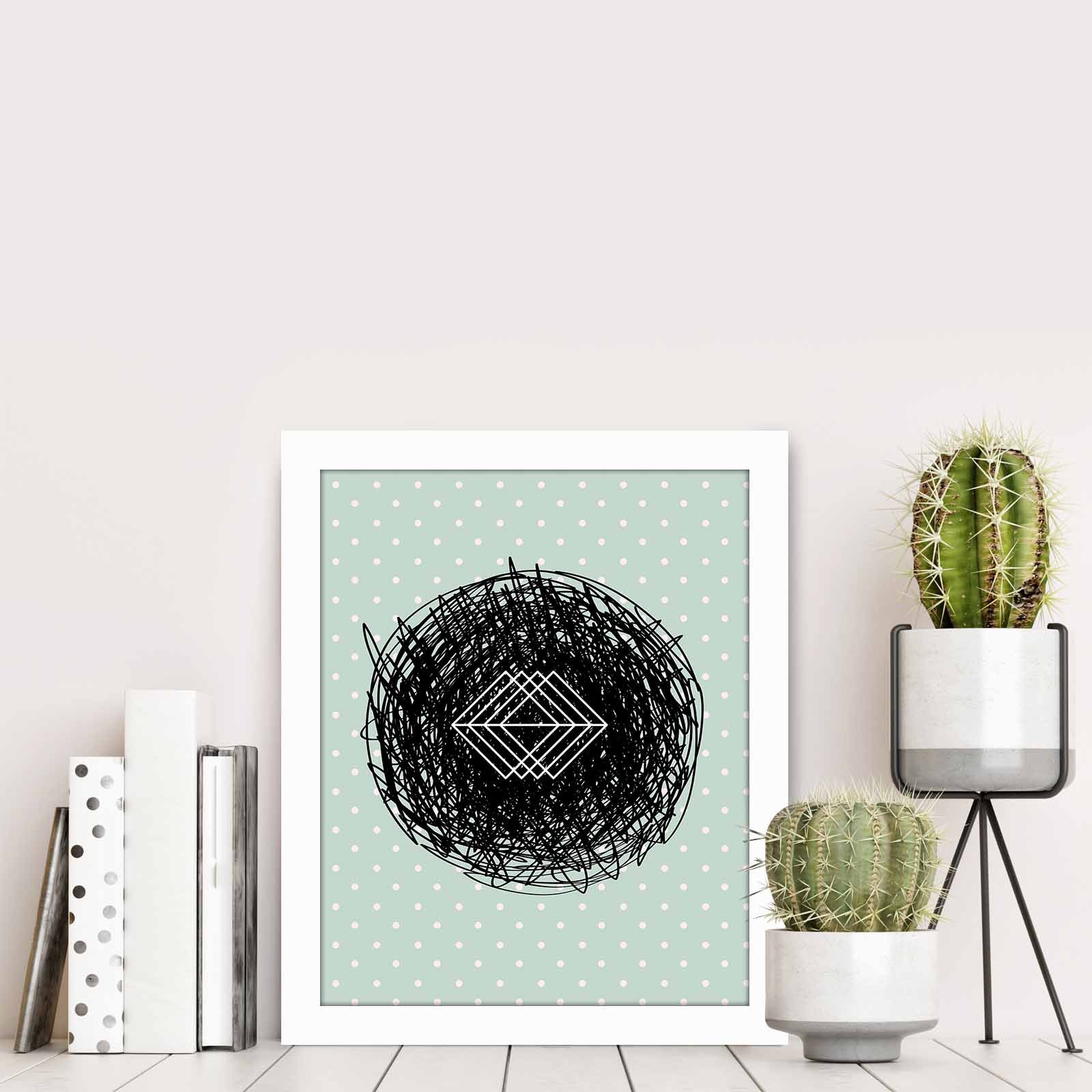 Quadro Decorativo MDF Emoldurado Multicolor BCT-051 - Arte Moderna para Decoração de Interiores 23,5x28,5cm