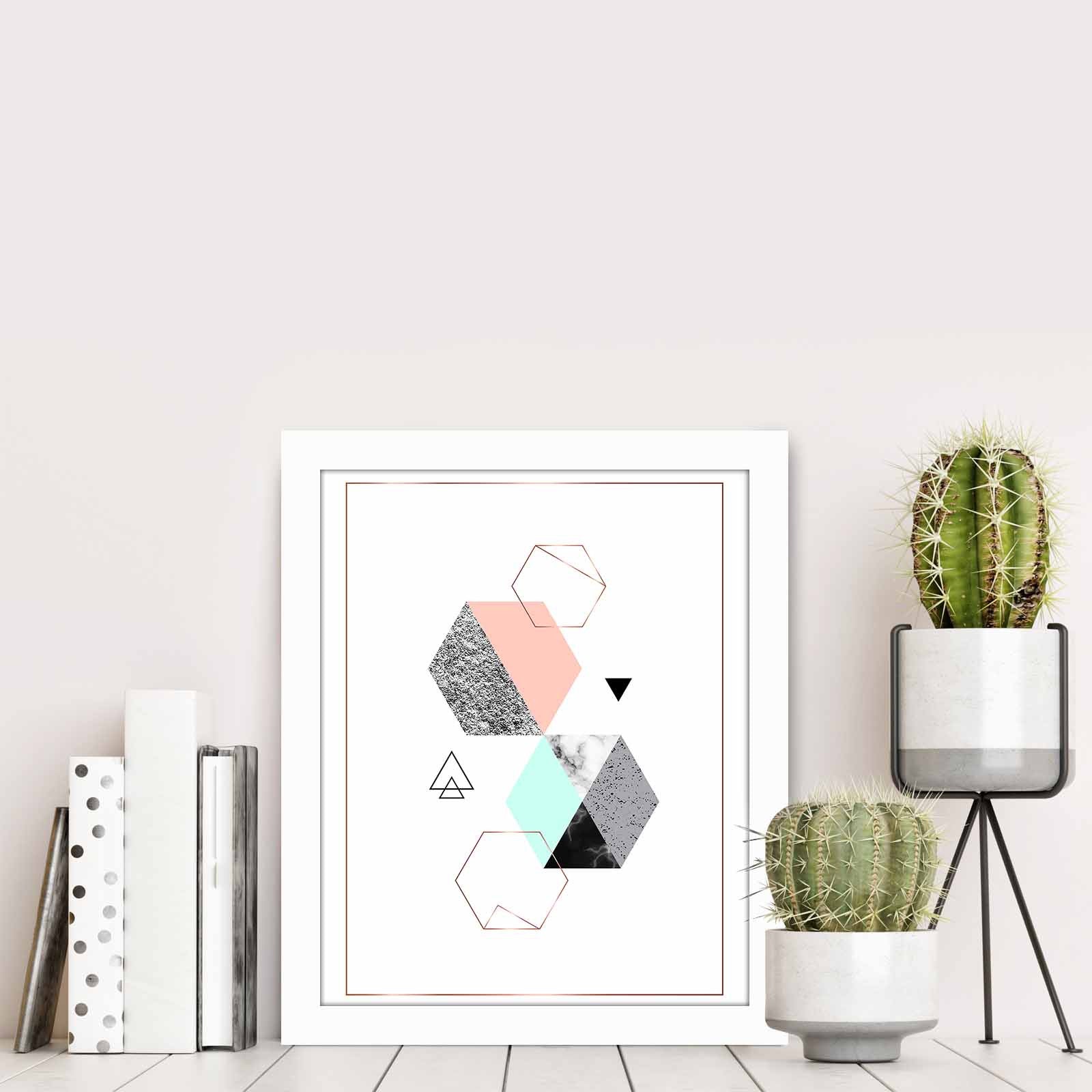 Quadro Decorativo MDF Emoldurado Multicolor BCT-097 - Arte Moderna para Decoração de Interiores 23,5x28,5cm