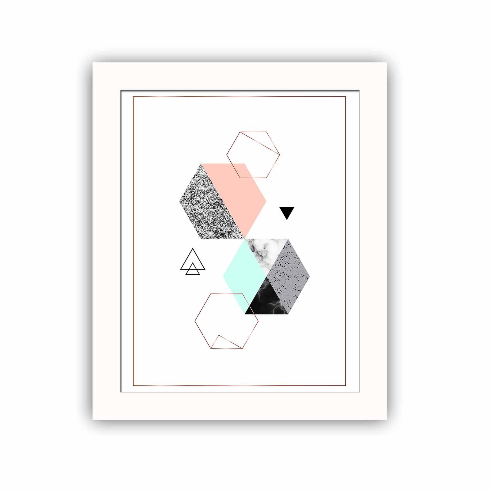 Quadro Decorativo MDF Emoldurado Multicolor BCT-097 - Arte Moderna para Decoração de Interiores 23,5x28,5cm