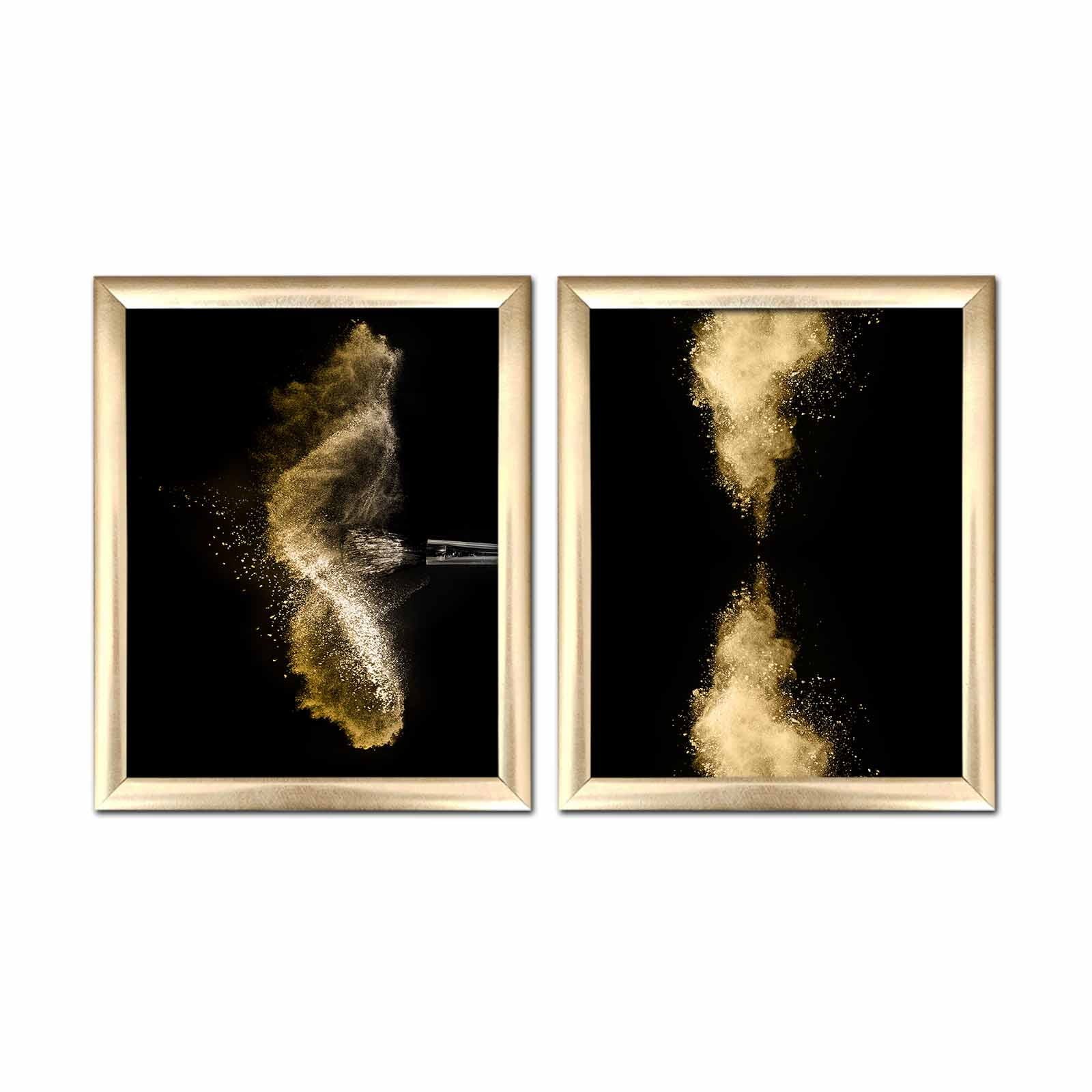 Conjunto de 2 Quadros Decorativos MDF Multicolor com Moldura - 50x28,5cm - Arte Moderna para Decoração de Interiores