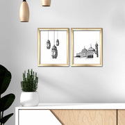 Conjunto de 2 Quadros Decorativos MDF Multicolor com Moldura - 50x28,5cm - Arte Moderna para Decoração de Interiores