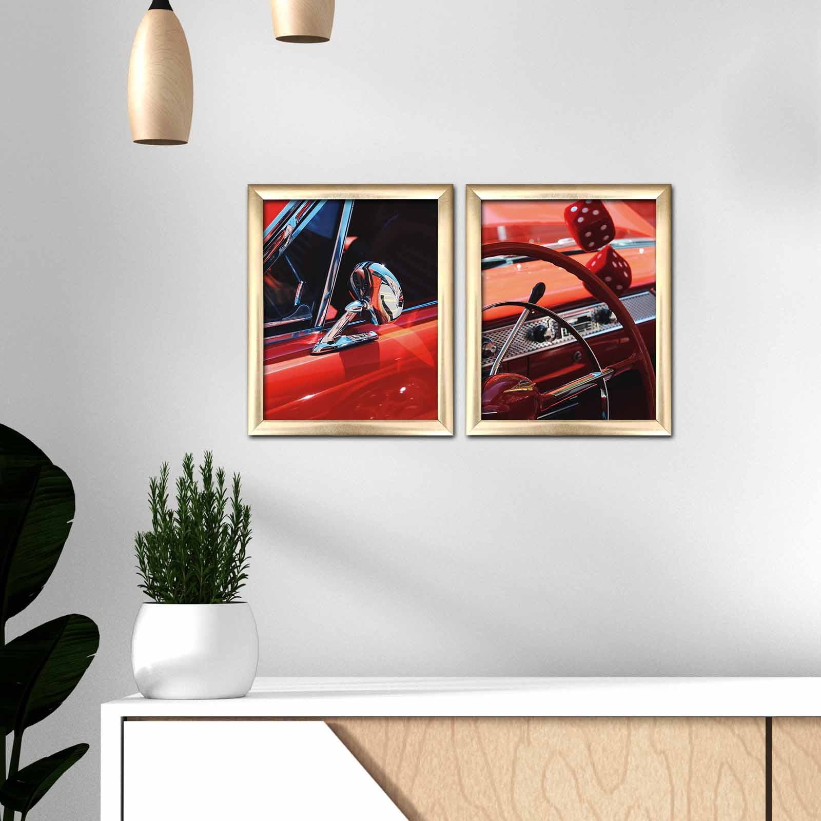 Conjunto de 2 Quadros Decorativos MDF Multicolor com Moldura - 50x28,5cm - Arte Moderna para Parede