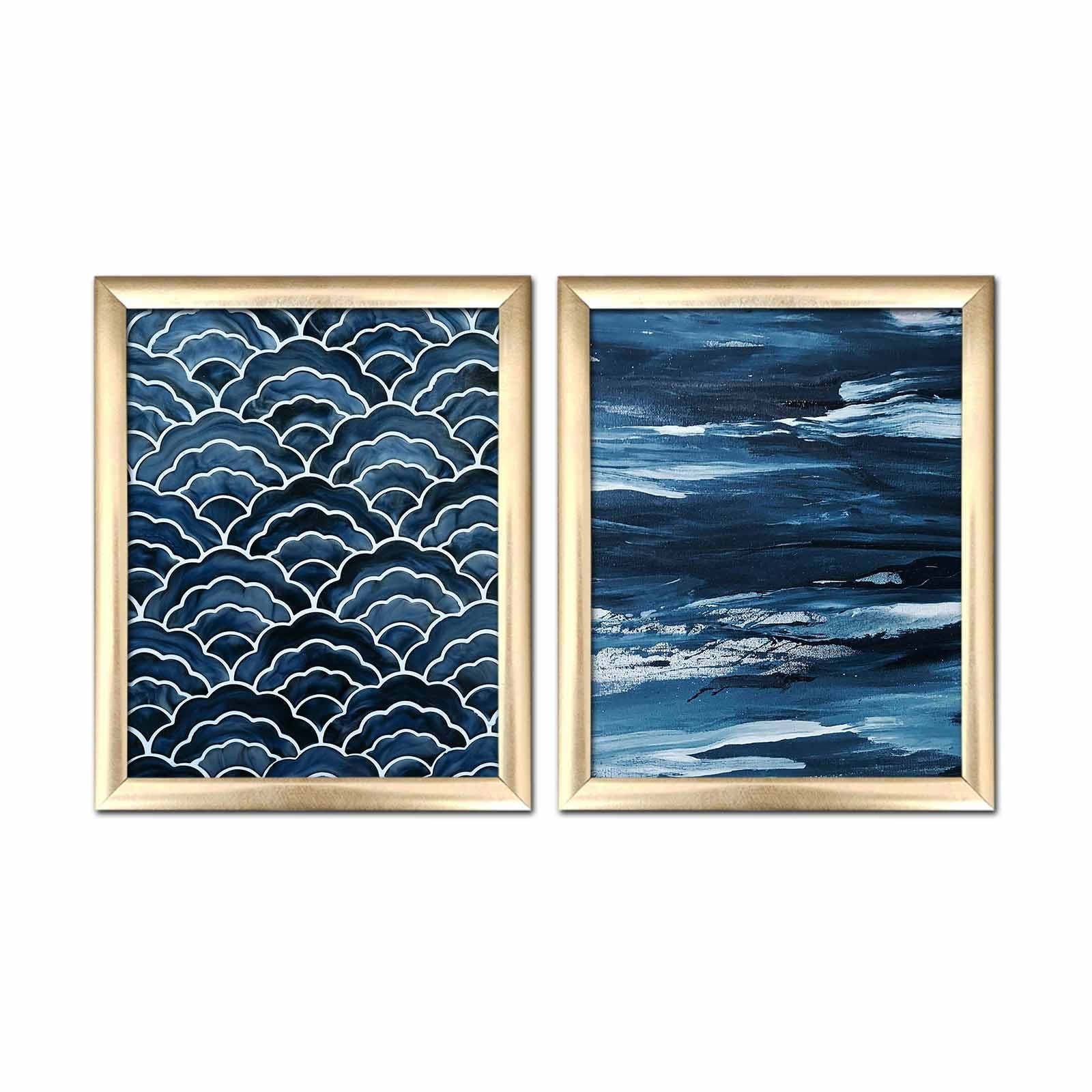 Conjunto de 2 Quadros Decorativos MDF Multicolor com Moldura - 50x28,5cm - Arte Moderna para Decoração de Interiores