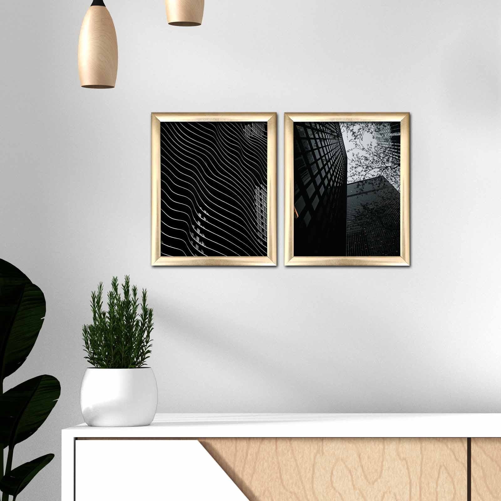 Conjunto de 2 Quadros Decorativos MDF Multicolor com Moldura - 50x28,5cm - Transforme o Seu Espaço com Arte Moderna