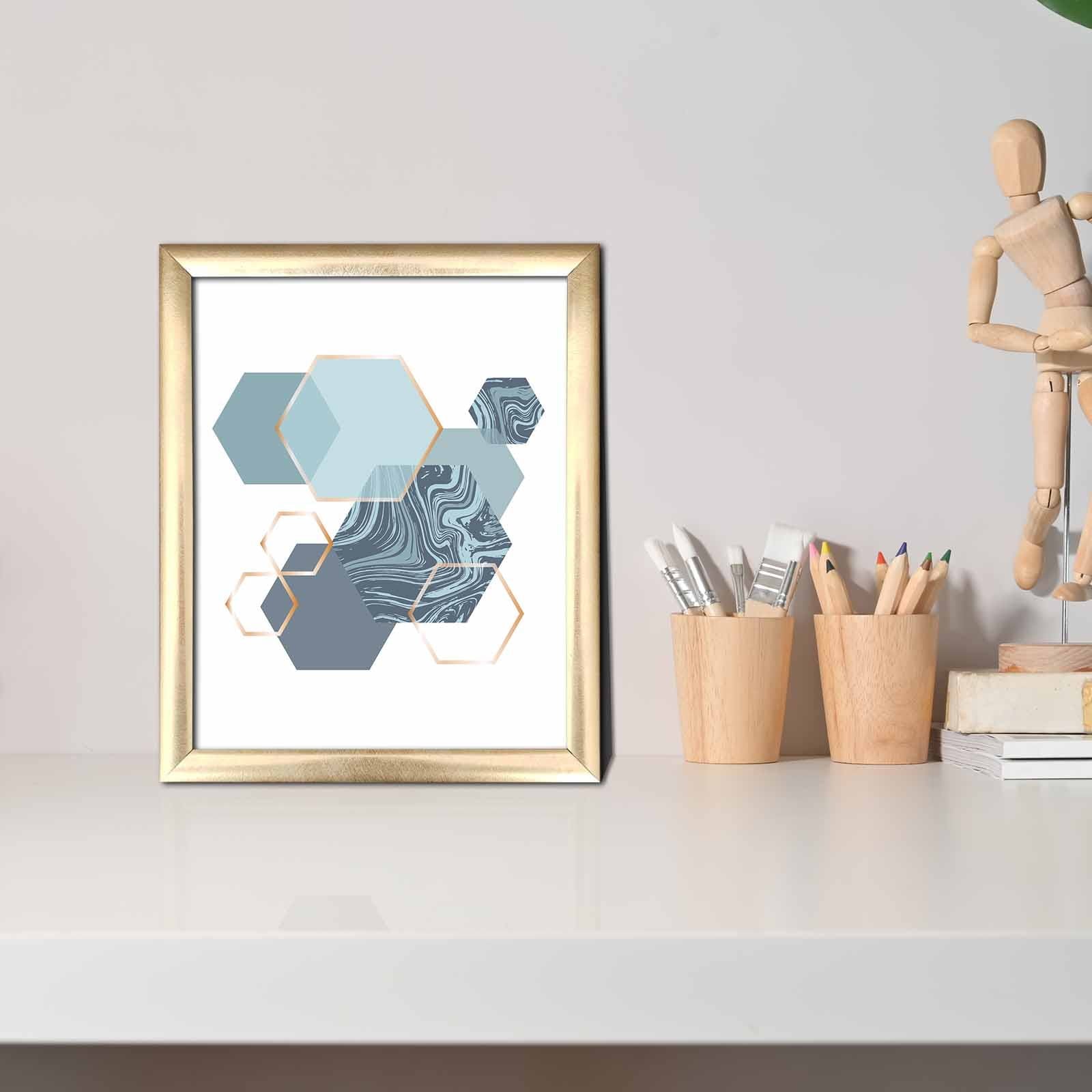 Quadro Decorativo MDF Multicolor com Moldura PVC 23,5x28,5cm - Arte Moderna para Decoração de Interiores