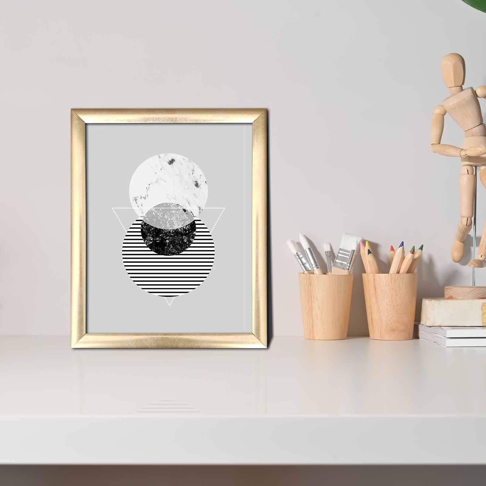 Quadro Decorativo MDF Multicolor com Moldura PVC 23,5x28,5cm - Arte Moderna para Decoração de Interiores