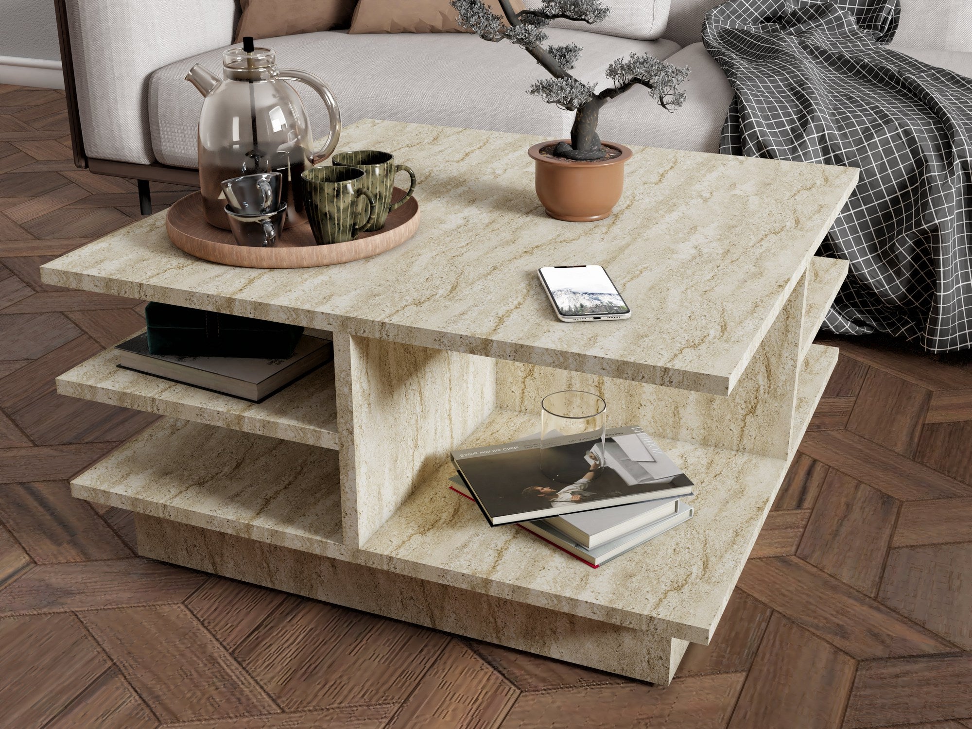 Mesa de Centro-Skull-Travertino