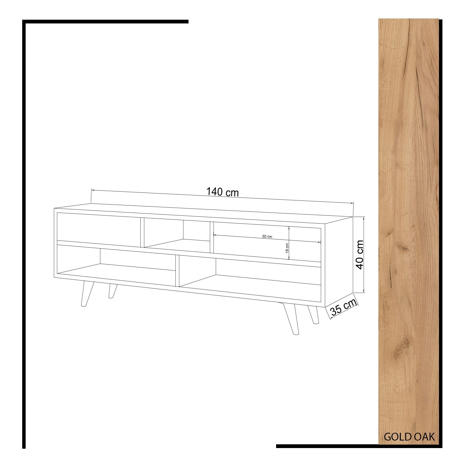 Móvel de TV – 140 cm x 35 cm x 40 cm – Carvalho e Branco – Melamina