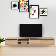 Móvel de TV – 180cm x 30cm x 25cm – Carvalho – Painel de partículas revestido a melamina