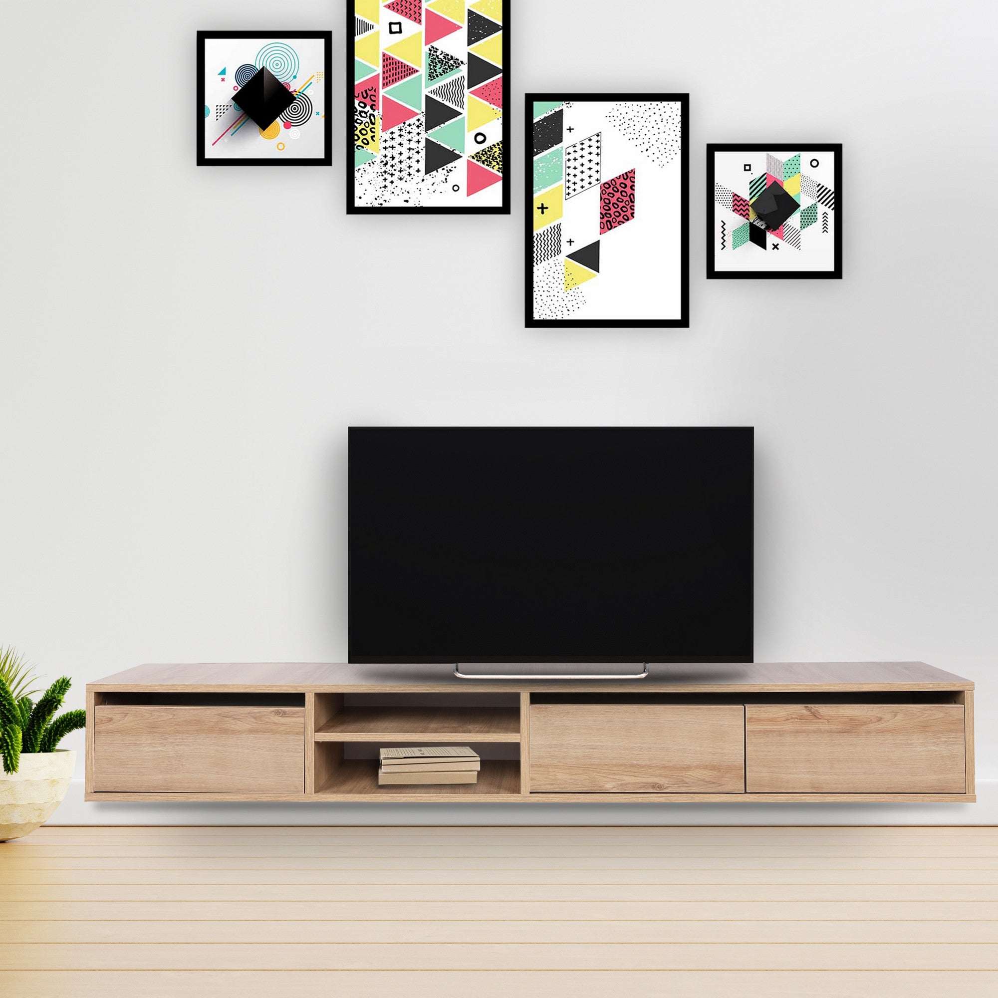 Móvel de TV – 180cm x 30cm x 25cm – Carvalho – Painel de partículas revestido a melamina