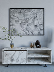 Móvel de TV – 120 cm x 47 cm x 35 cm – Mármore de Éfeso – Painel de partículas revestido a melamina