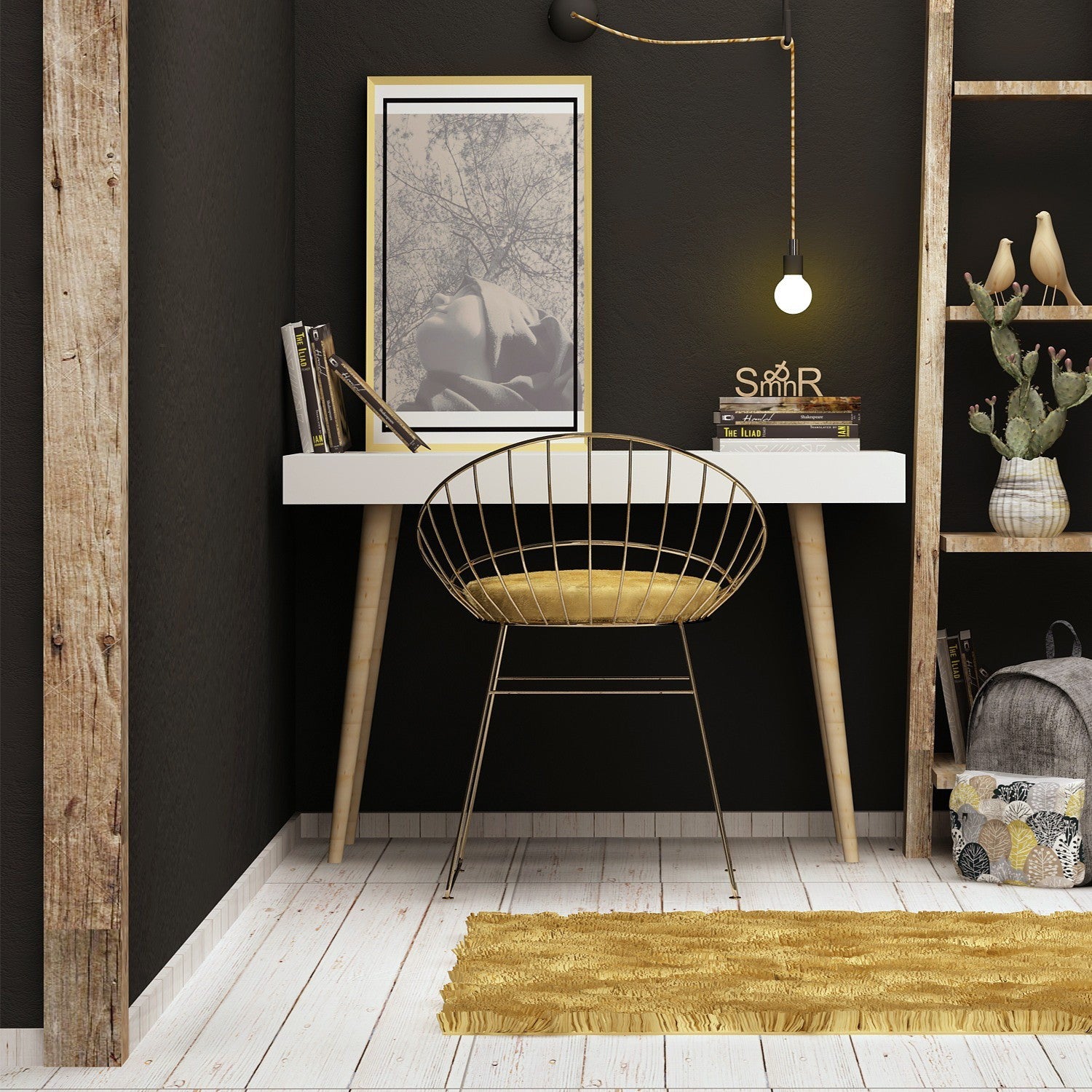 Secretária Moderna – 100 cm x 74 cm x 60 cm – Branca – Painel de Partículas com Revestimento em Melamina