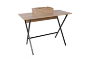Secretária de Estudo – 100cm x 50cm x 89cm – Carvalho e Preto – Painéis de partículas