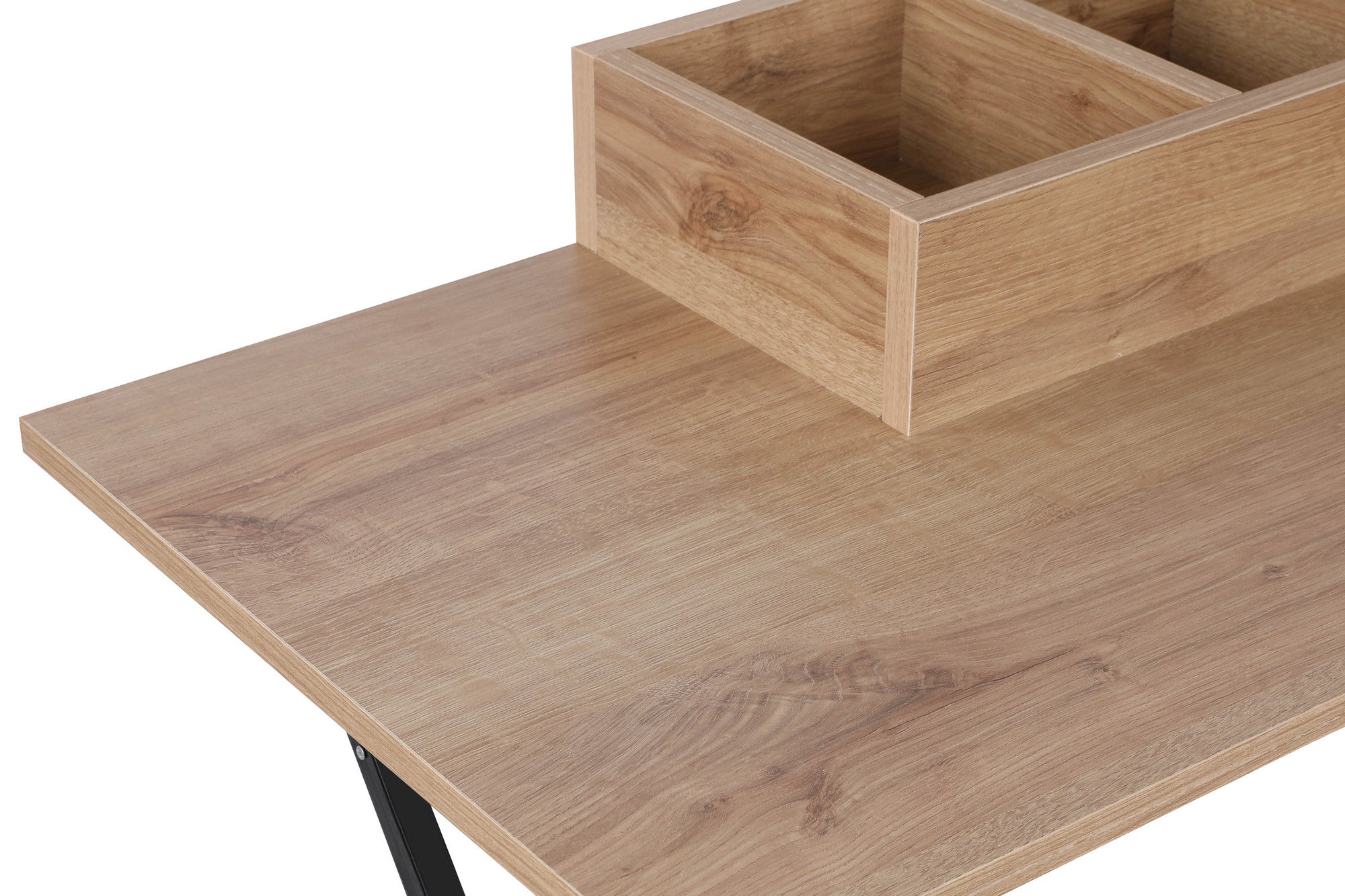 Secretária de Estudo – 100cm x 50cm x 89cm – Carvalho e Preto – Painéis de partículas