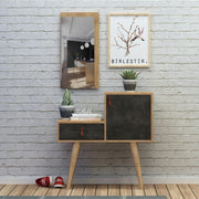 Conjunto para Hall de Entrada – 80 cm x 80 cm x 40 cm – Cinza Escuro e Carvalho – Painel de Partículas