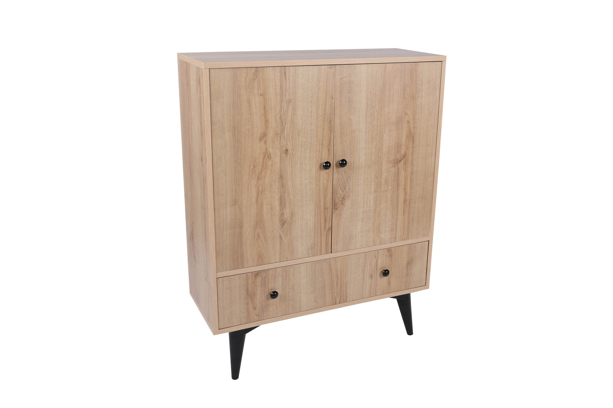 Armário Multiusos – 90 cm x 35 cm x 113 cm – Carvalho e Preto – Painéis de partículas revestidos a melamina