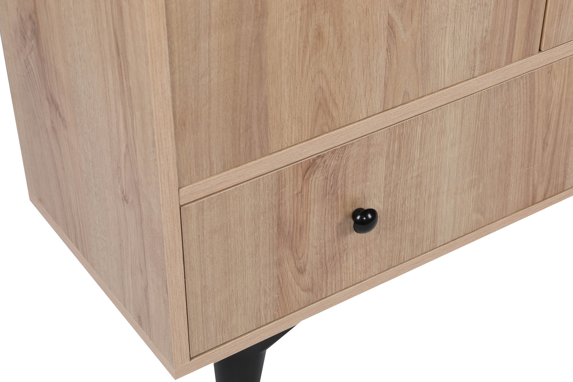 Armário Multiusos – 90 cm x 35 cm x 113 cm – Carvalho e Preto – Painéis de partículas revestidos a melamina