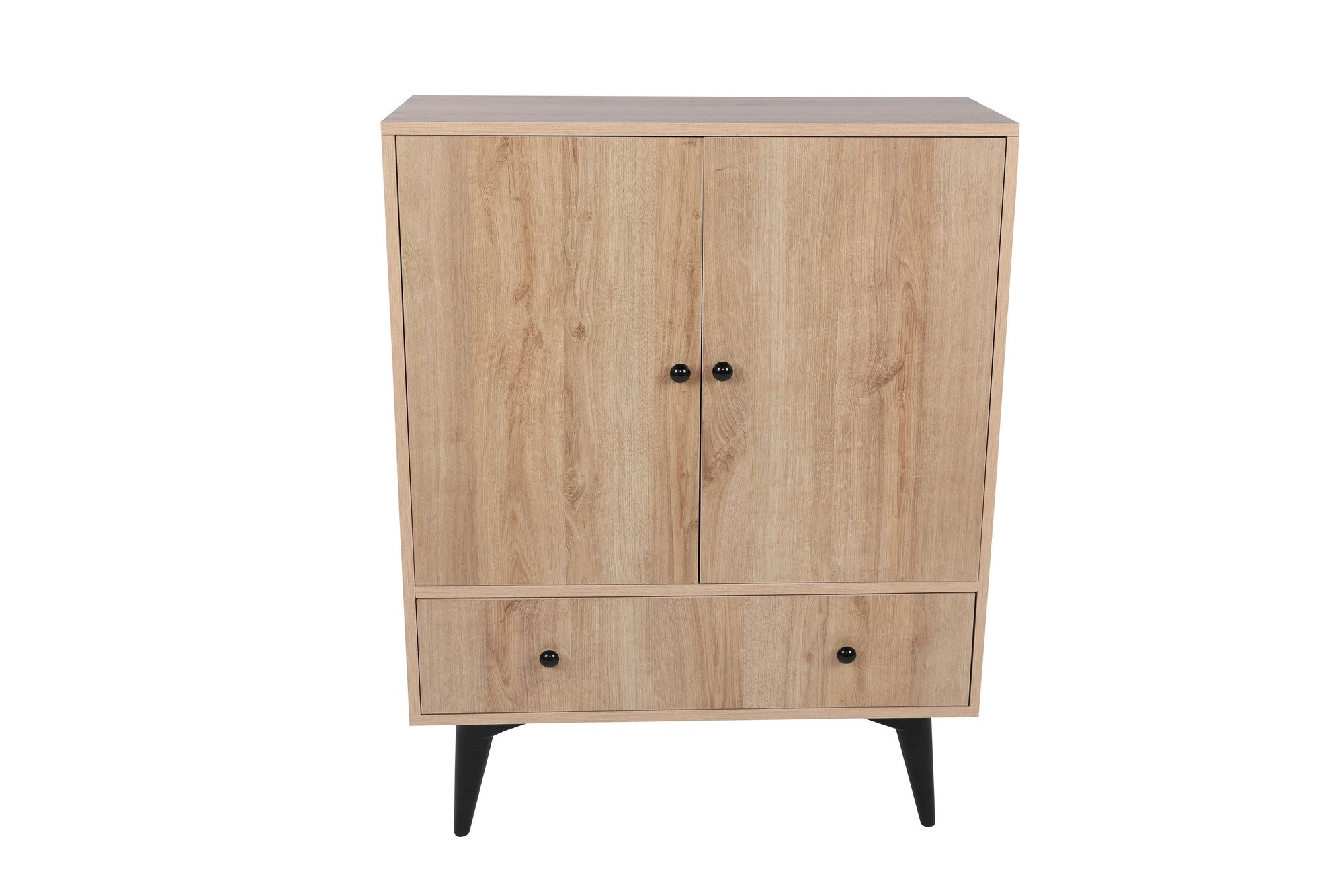 Armário Multiusos – 90 cm x 35 cm x 113 cm – Carvalho e Preto – Painéis de partículas revestidos a melamina