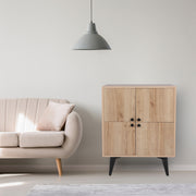 Armário multiusos – 70 cm x 35 cm x 93.5 cm – Carvalho e Preto – Painéis de partículas revestidos a melamina