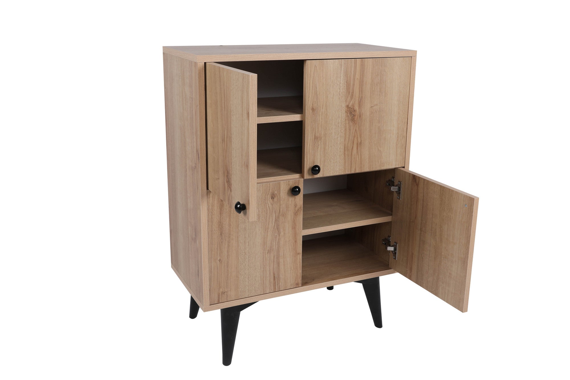 Armário multiusos – 70 cm x 35 cm x 93.5 cm – Carvalho e Preto – Painéis de partículas revestidos a melamina