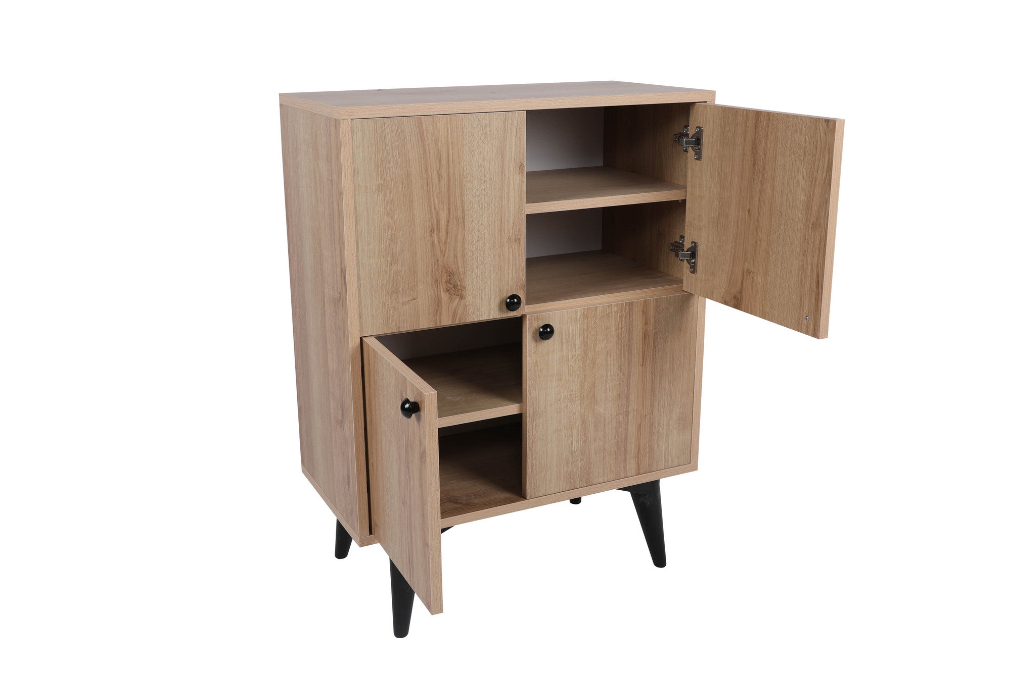 Armário multiusos – 70 cm x 35 cm x 93.5 cm – Carvalho e Preto – Painéis de partículas revestidos a melamina