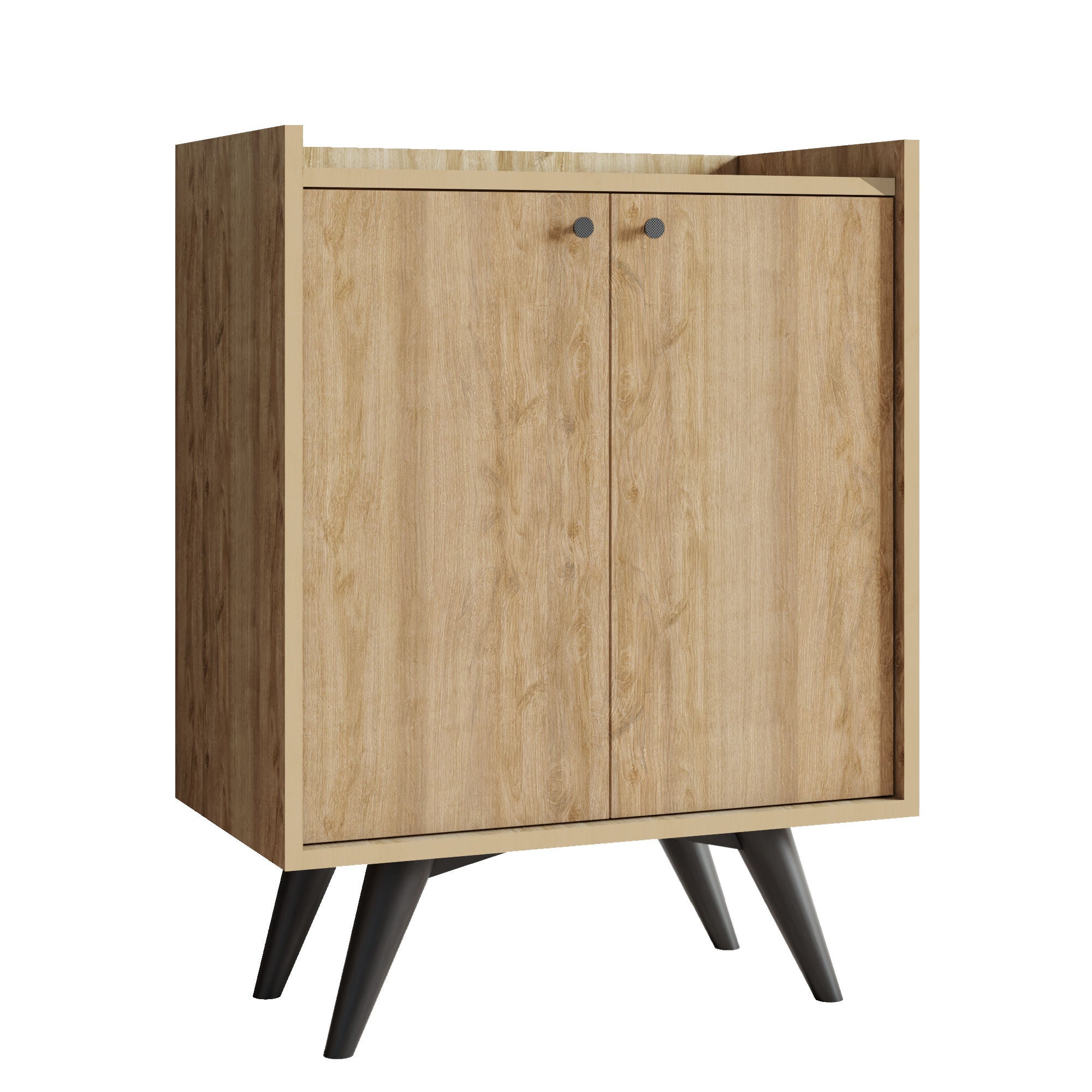 Armário multiusos – 70cm x 40cm x 91.5cm – Carvalho e Preto – Painéis de partículas revestidos a melamina