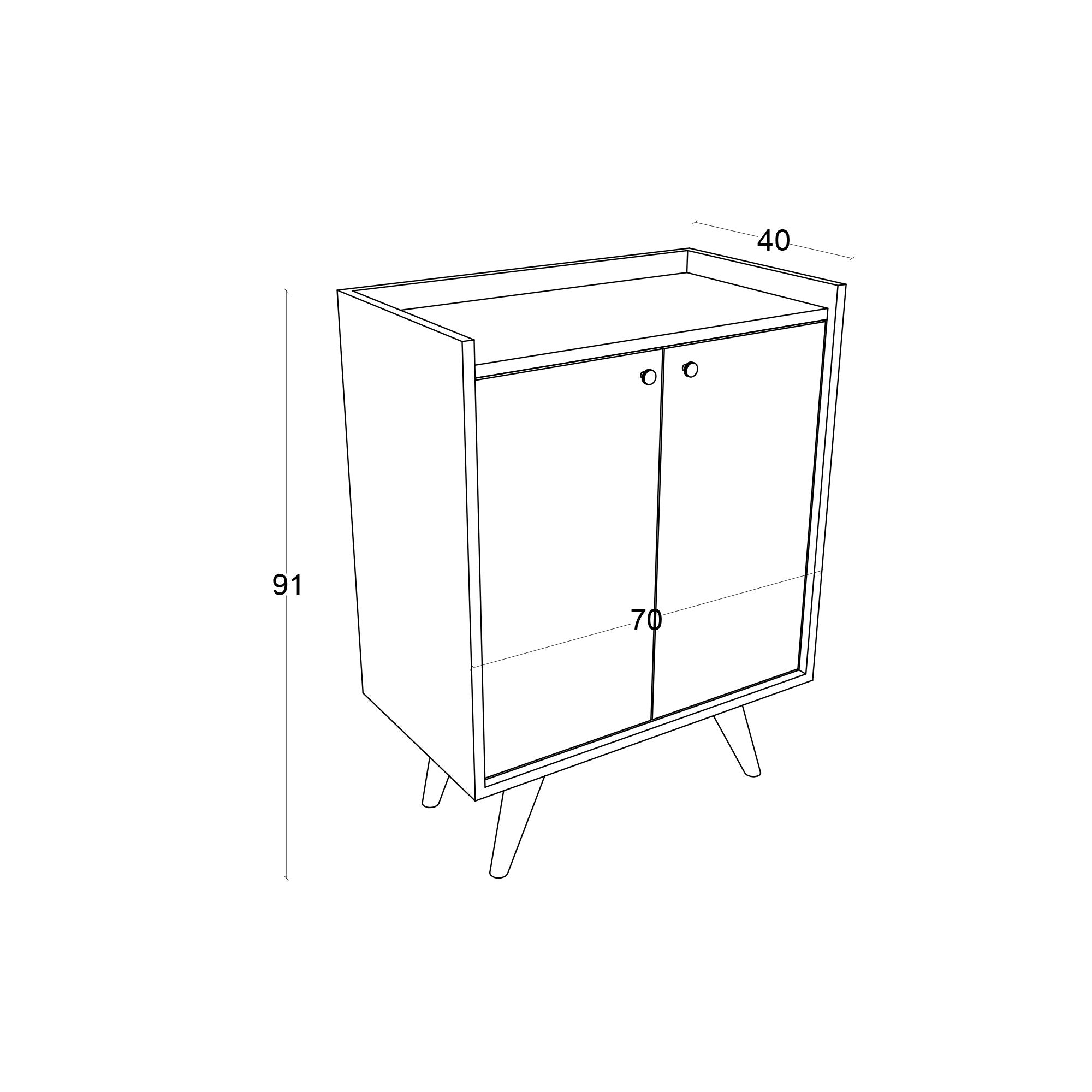 Armário multiusos – 70cm x 40cm x 91.5cm – Carvalho e Preto – Painéis de partículas revestidos a melamina