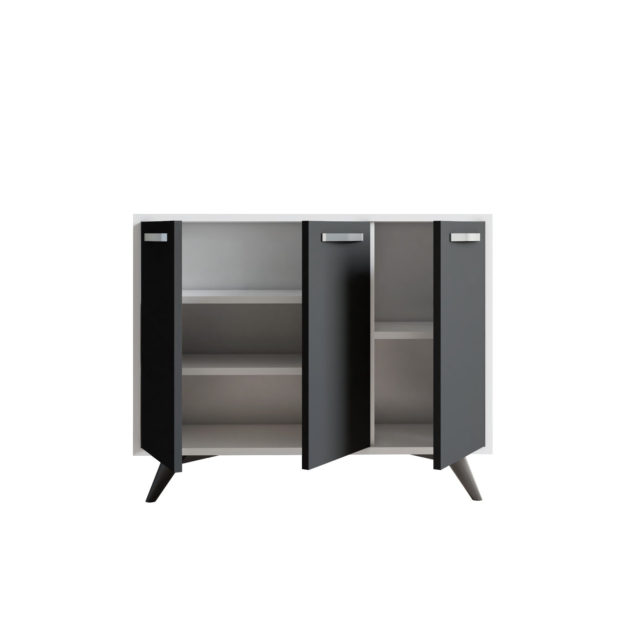 Armário multifuncional – 100cm x 82cm x 35cm – Branco e Antracite – Painel de partículas revestido a melamina