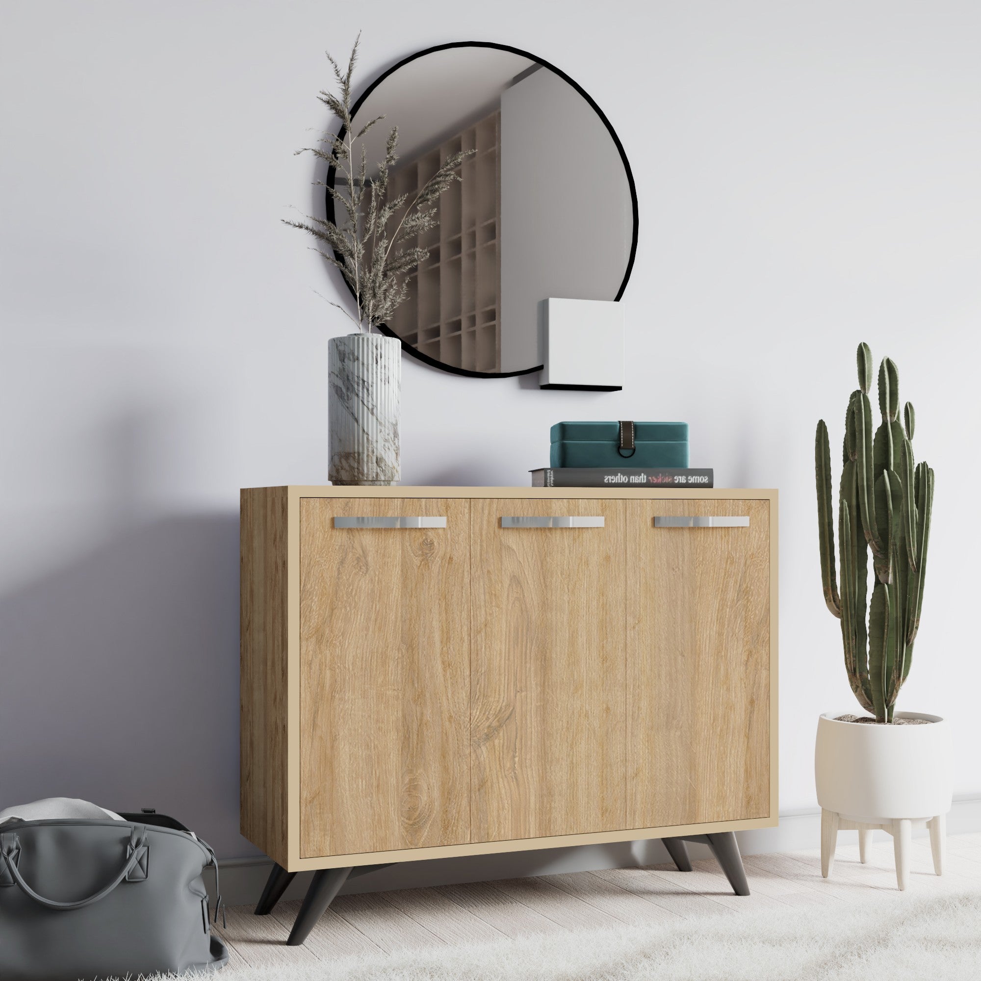 Armário multiusos – 100cm x 82cm x 35cm – Carvalho – Painel de partículas revestido a melamina