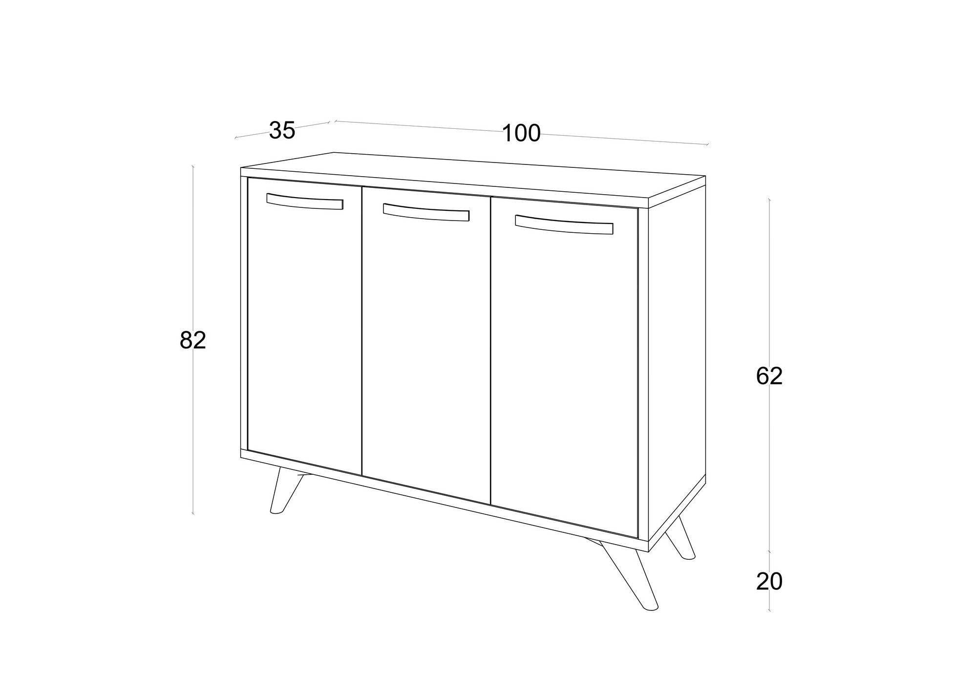 Armário multiusos – 100cm x 82cm x 35cm – Carvalho – Painel de partículas revestido a melamina