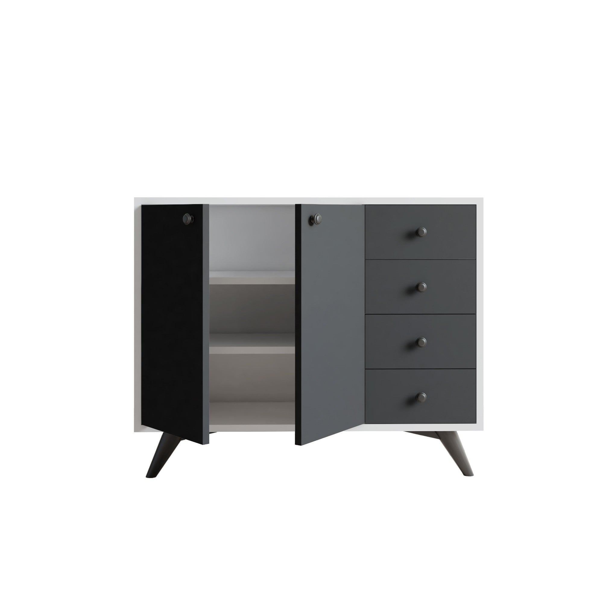 Armário Multiuso – 100cm x 82cm x 35cm – Branco, Antracite – MDF