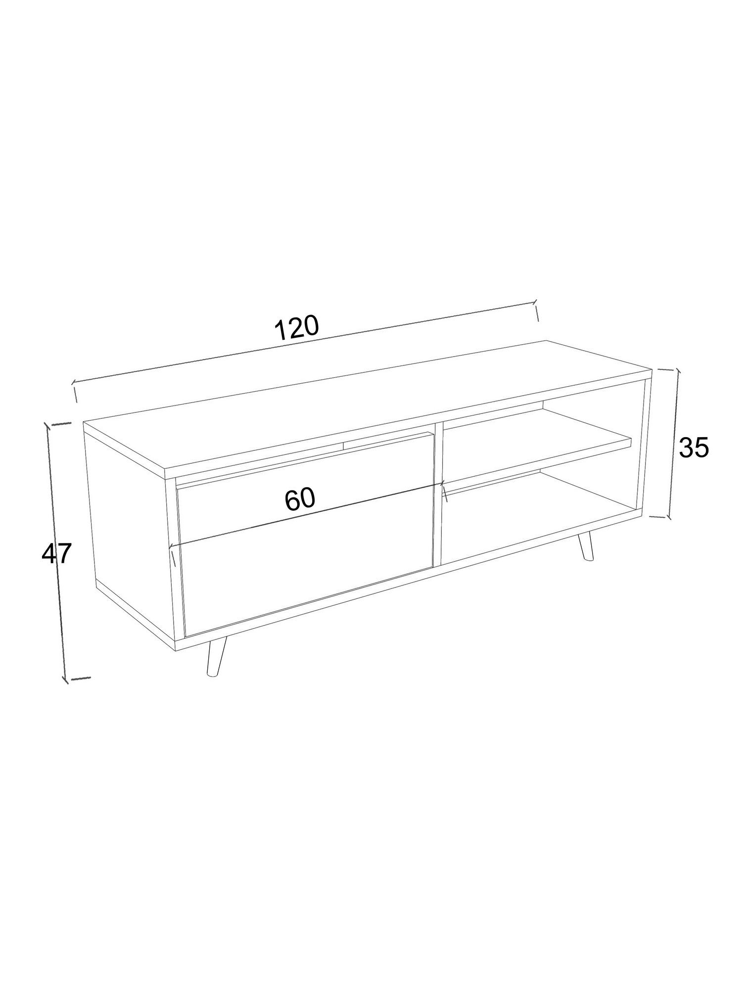 Móvel de TV – 120cm – Travertino – Painéis de partículas revestidos a melamina