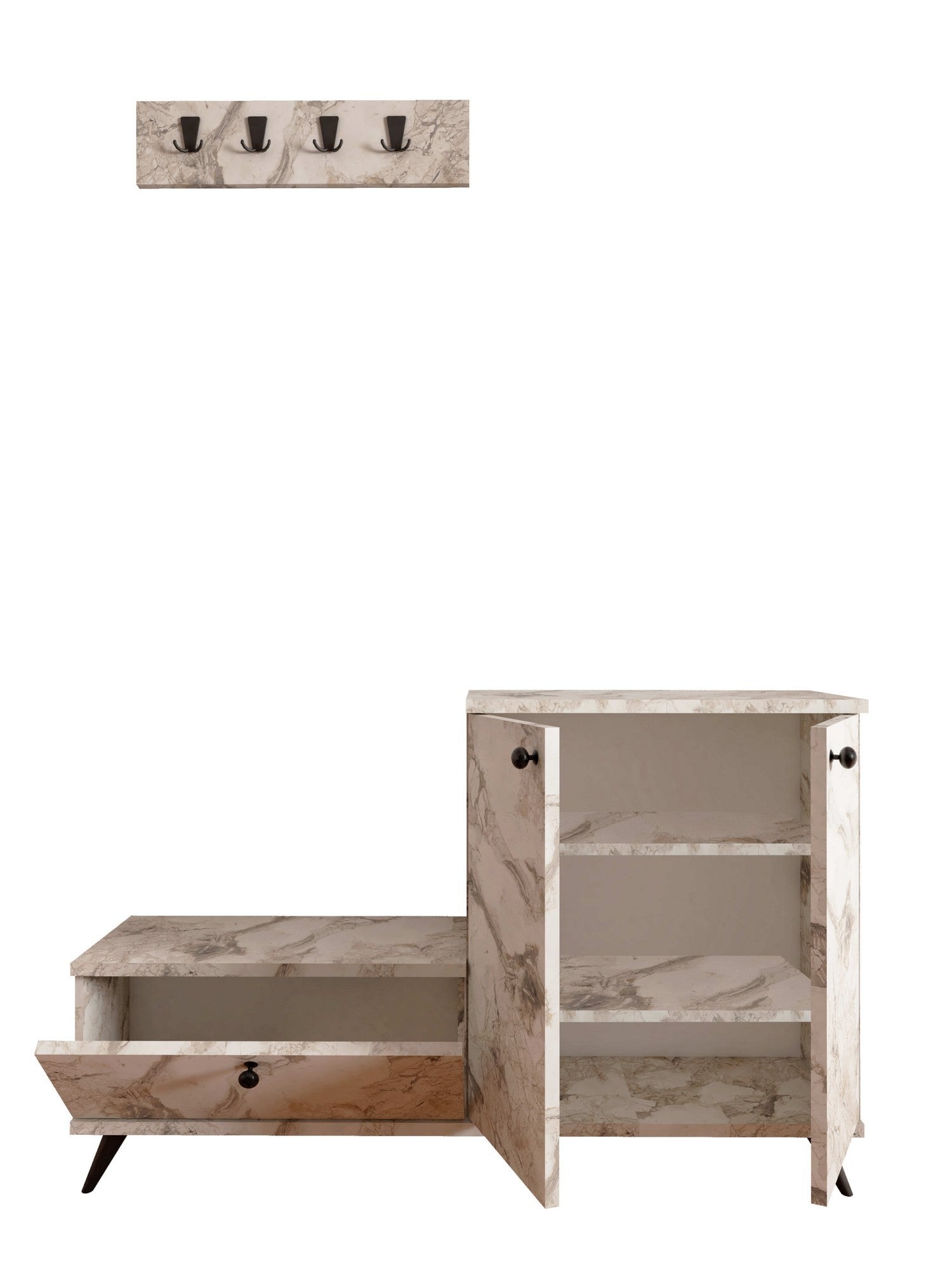 Conjunto para hall de entrada – 120cm x 76cm x 30cm – Mármore de Éfeso – Painel de partículas revestido a melamina