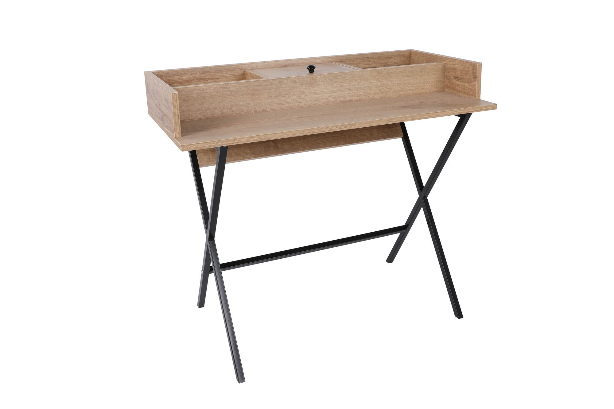Toucador – 100 cm x 50 cm x 89 cm – Preto/Nogueira – Painel de partículas com revestimento a melamina