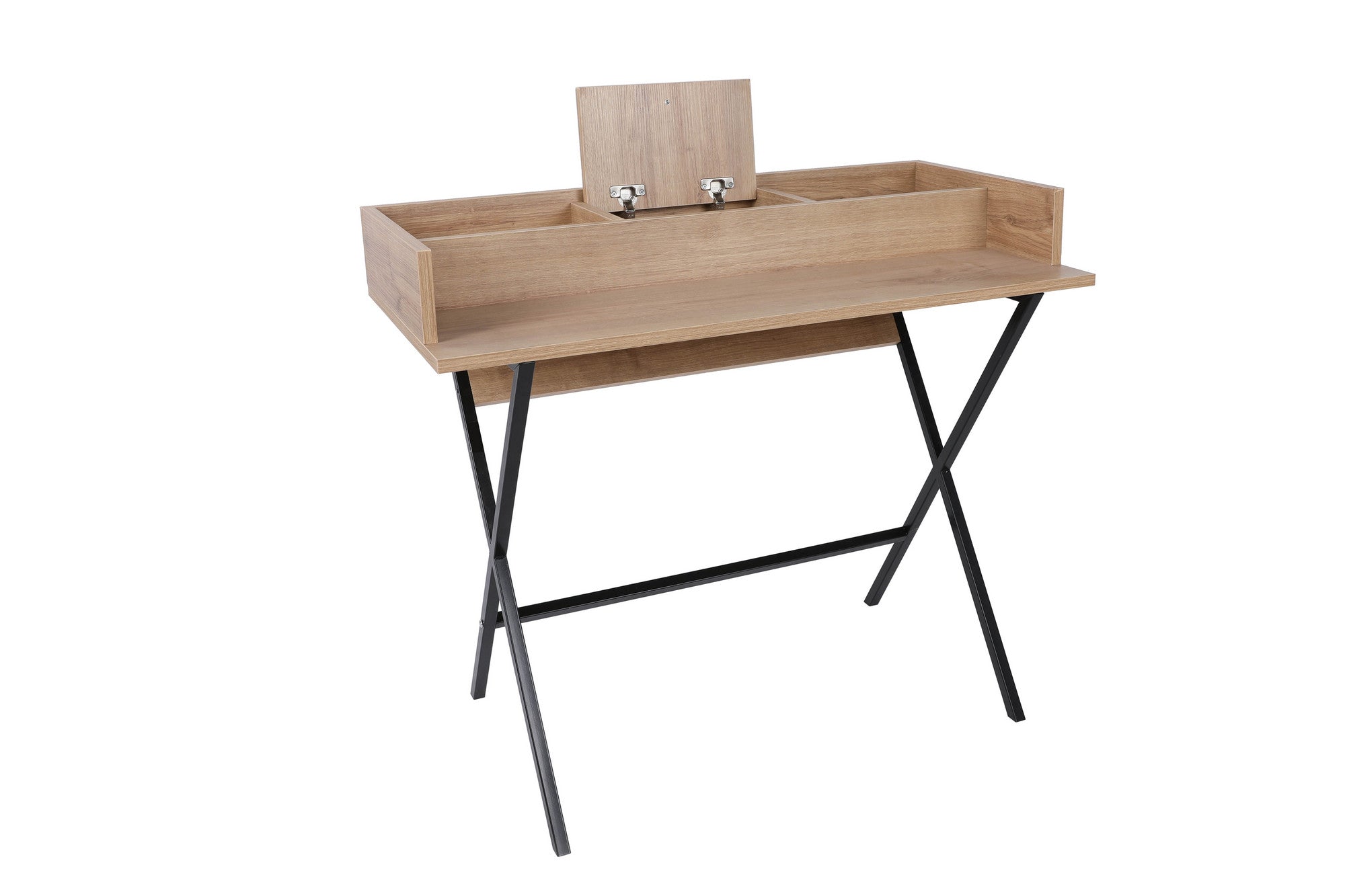 Toucador – 100 cm x 50 cm x 89 cm – Preto/Nogueira – Painel de partículas com revestimento a melamina