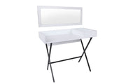 Toucador – 100cm x 50cm x 89cm – Branco e Preto – Painel de partículas com revestimento a melamina e pernas metálicas