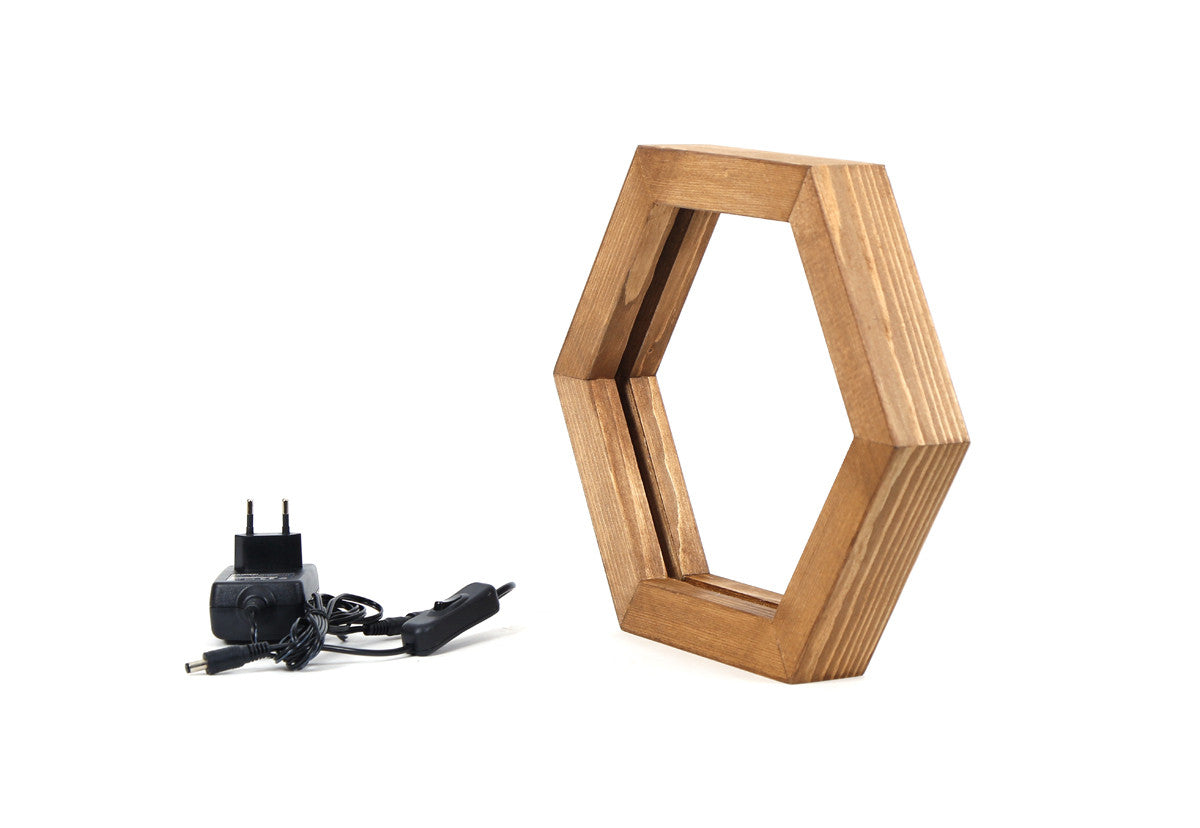 Candeeiro de Mesa LED – 30 x 26 x 5 cm – Castanho – Abeto