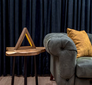 Candeeiro de Mesa Rústica Feita à Mão, Marrom, 30 x 30 x 5 cm | 100% Abeto, Secagem em Forno, Iluminação LED, IP20 | Design Moderno com Verniz Preservativo para Madeira