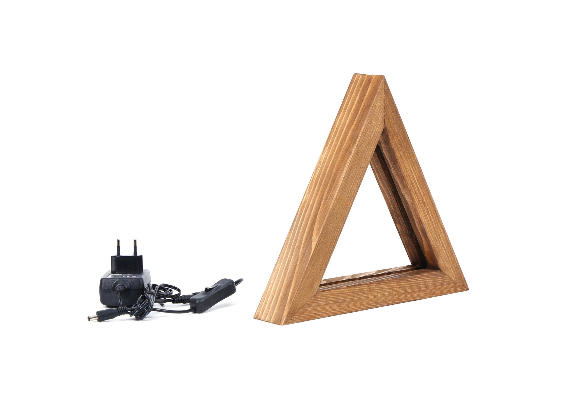 Candeeiro de Mesa Rústica Feita à Mão, Marrom, 30 x 30 x 5 cm | 100% Abeto, Secagem em Forno, Iluminação LED, IP20 | Design Moderno com Verniz Preservativo para Madeira