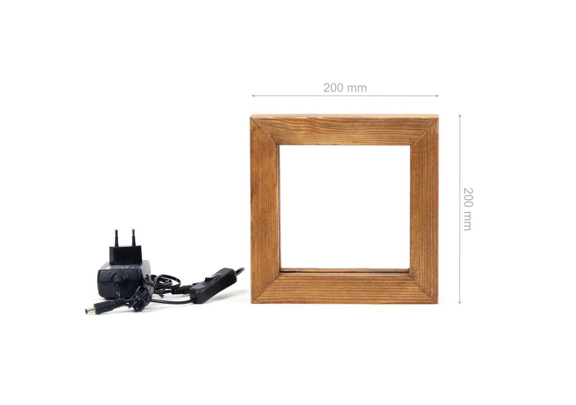 Candeeiro de Mesa Marrom Feita à Mão, 20 x 20 x 5 cm | 100% Madeira de Abeto, Iluminação LED, Secagem em Forno, Acabamento em Verniz | Design Rústico Moderno, Perfeito para Decoração de Casa