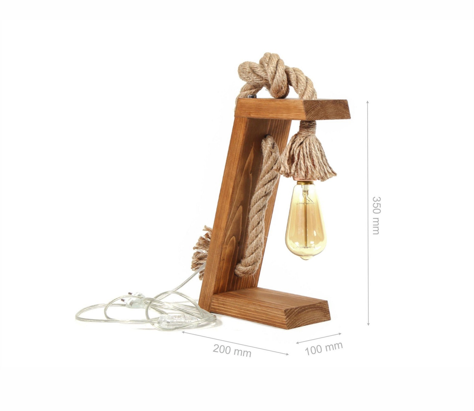 Candeeiro de Mesa Artesanal – 20 x 35 x 10 cm – Castanho e Dourado – 100% Abeto