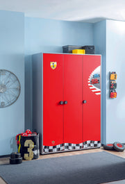 Roupeiro Race Cup Multicolor 135cm - Melamina 18mm com Gavetas, Prateleiras e Portas Soft Close para Quarto Infantil