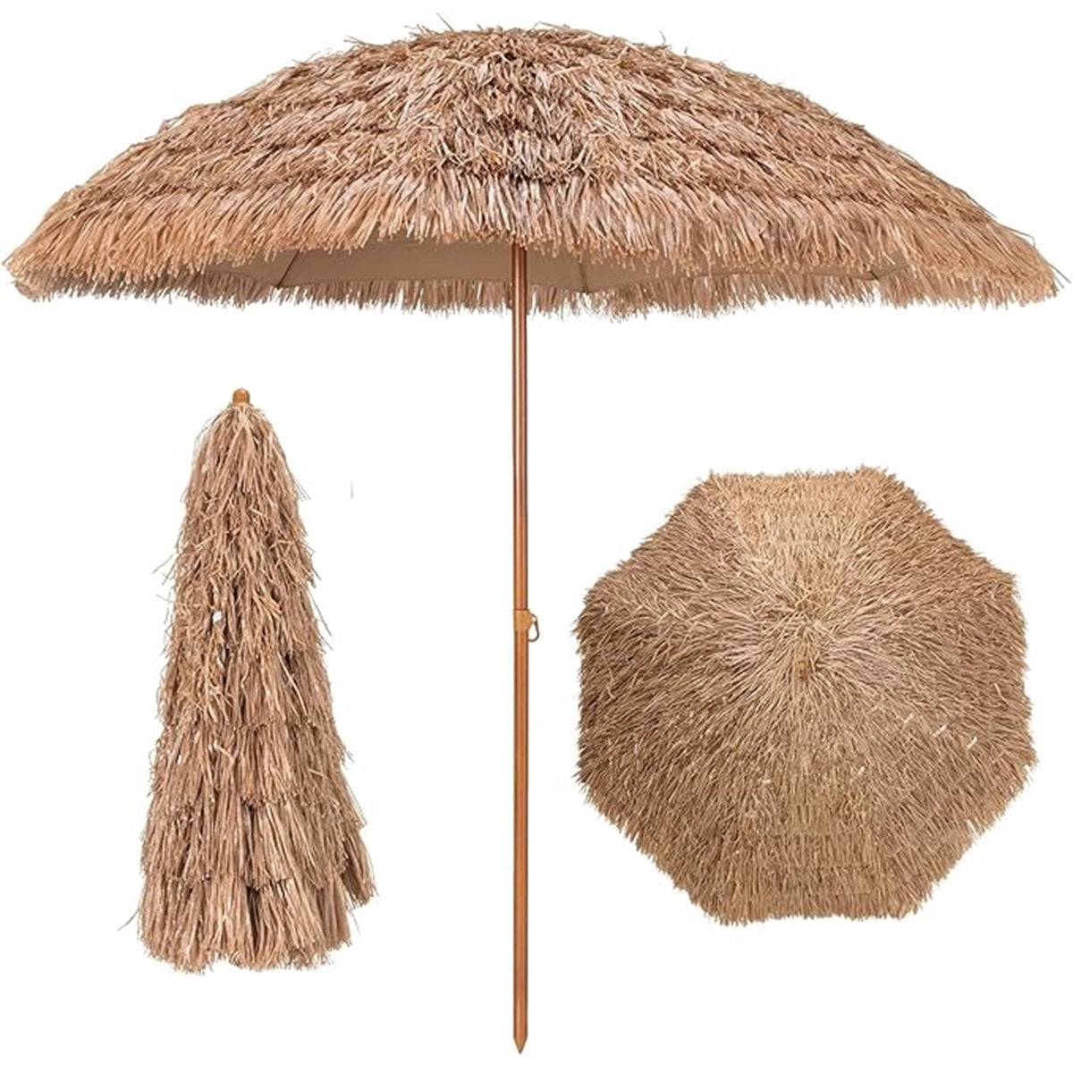 Guarda-Sol de Paja de PP 243 cm - Proteção Solar para Exterior