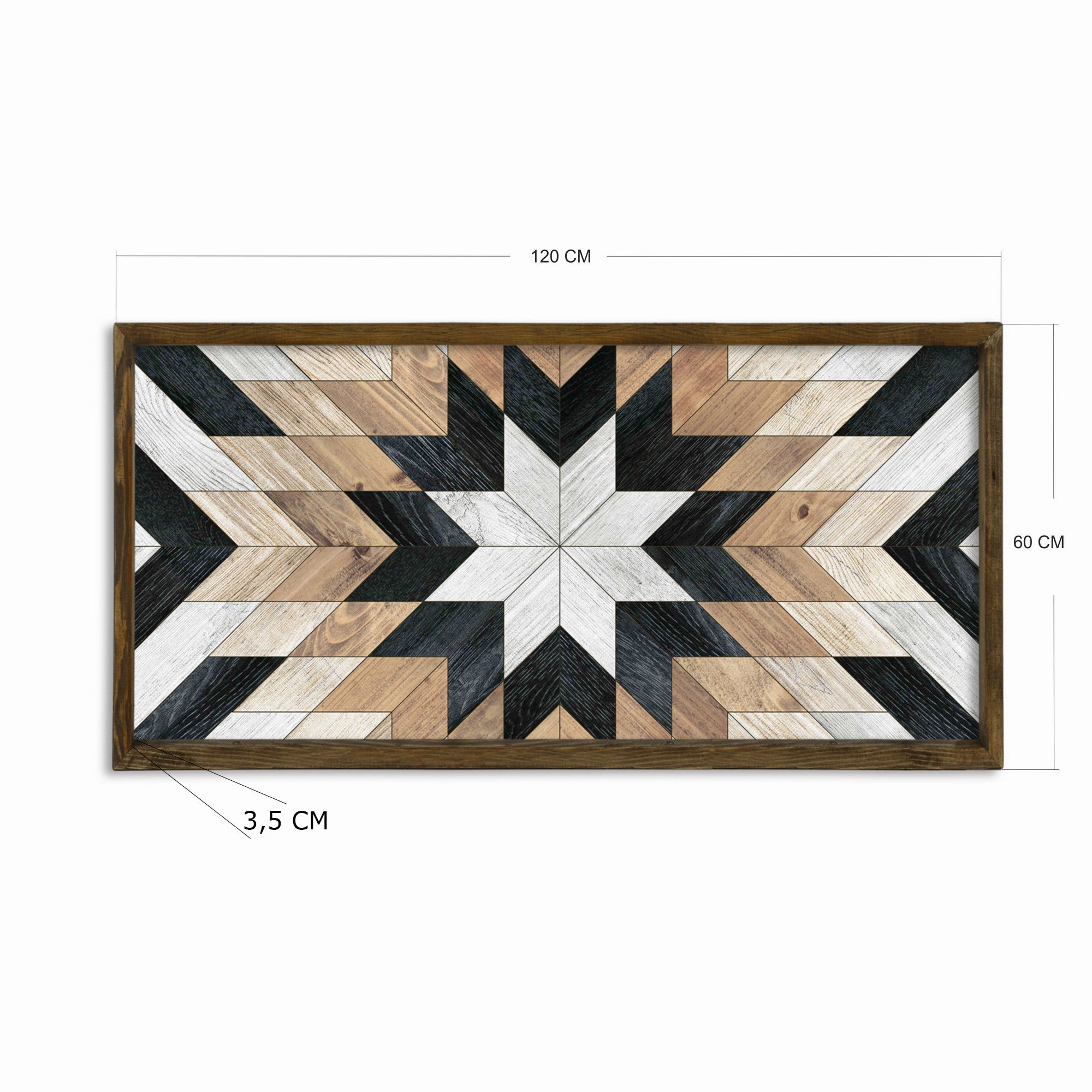 Quadro decorativo emoldurado – 120 x 60 cm – madeira de pinho – MDF