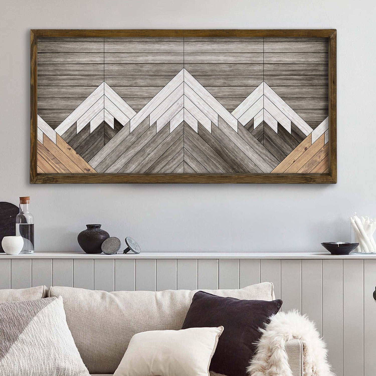 Quadro Decorativo Emoldurado – 120 x 60 cm – Madeira de Pinho – MDF