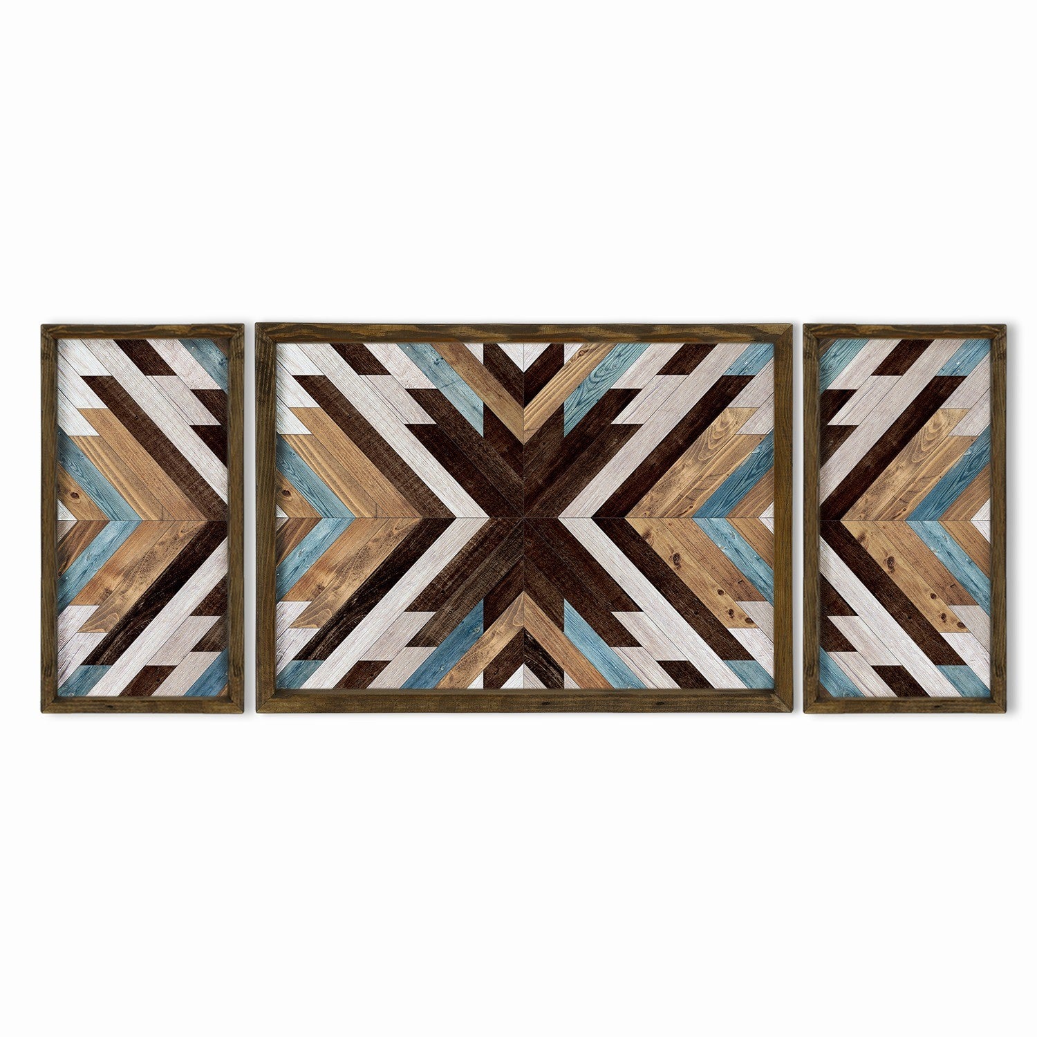 Conjunto de pinturas em MDF com moldura de madeira de pinho – 70x50 cm e 25x50 cm