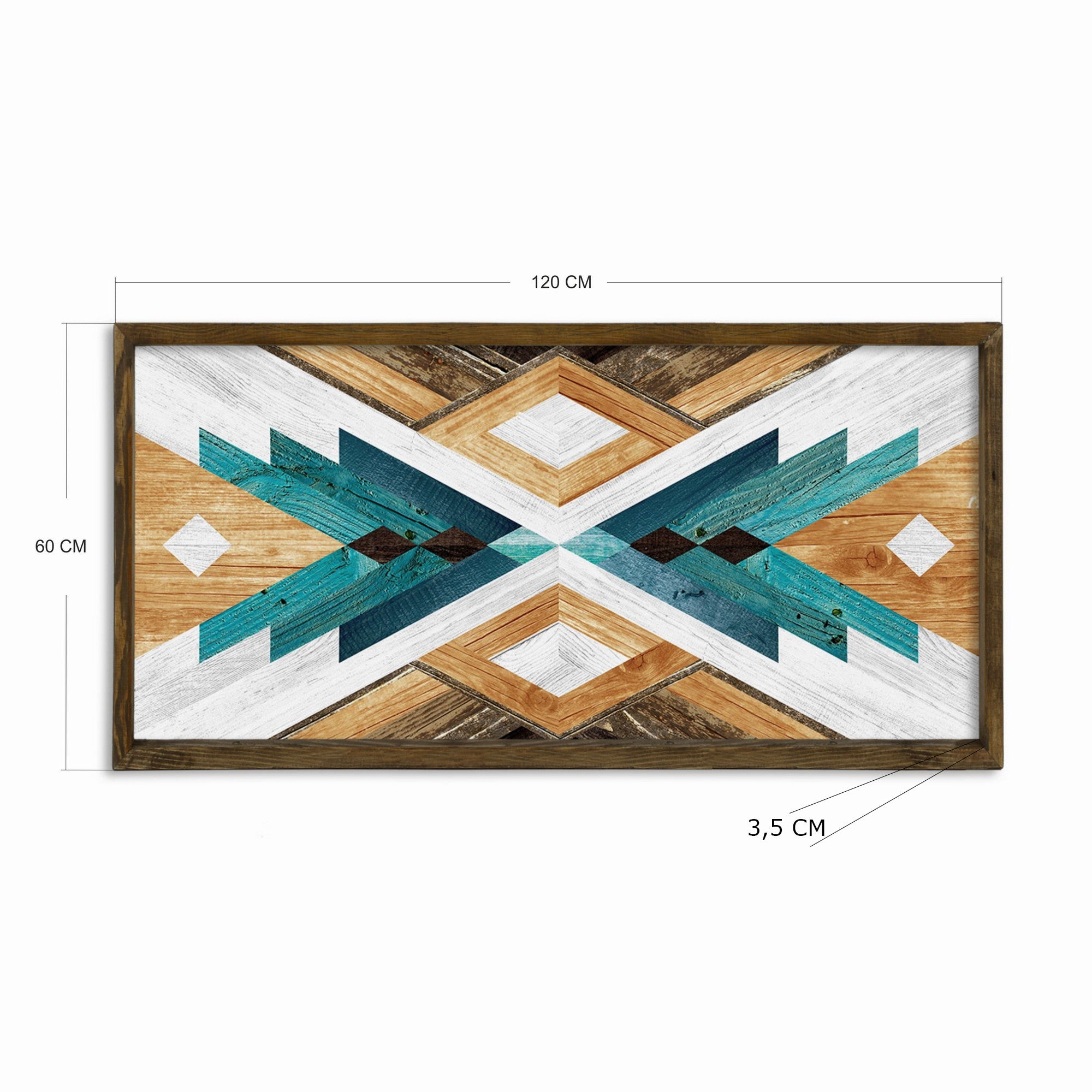 Quadro decorativo emoldurado – 120 x 60 cm – madeira de pinho – MDF