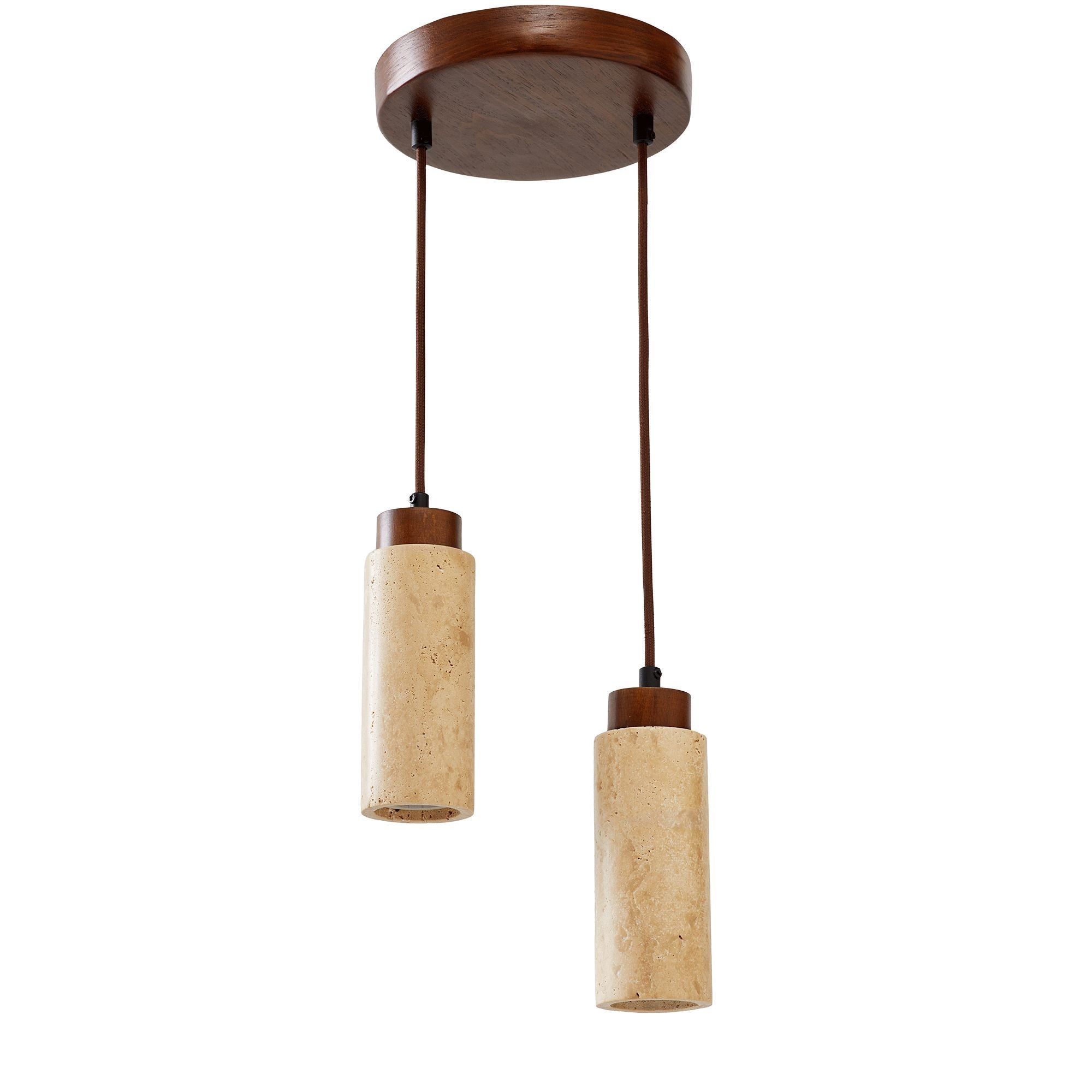 Candeeiro de Teto - 23 - 153 cm - Bege e Nogueira - Folha de Madeira e Metal